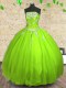 Amazing Ball Gowns Tulle Strapless Sleeveless Appliques and Ruching Floor Length Zipper 15 Quinceanera Dress