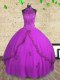 Trendy Purple Tulle Lace Up Halter Top Sleeveless Floor Length Sweet 16 Dresses Beading Trendy Purple Tulle Lace Up Halter Top Sleeveless Floor Length Sweet 16 Dresses Beading