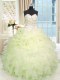 Fashionable Sweetheart Sleeveless Lace Up 15th Birthday Dress Light Yellow Organza