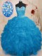 Decent Sleeveless Lace Up Floor Length Beading and Ruffles Sweet 16 Quinceanera Dress