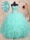 Romantic Apple Green Sweetheart Lace Up Beading and Ruffles Quinceanera Gown Sleeveless