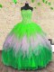 Multi-color Sleeveless Beading and Ruffles and Sequins Floor Length Sweet 16 Quinceanera Dress