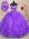 Chic Lavender Sleeveless Beading and Ruffles Floor Length Quinceanera Dresses