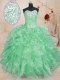 Fantastic Beading and Ruffles and Pick Ups 15th Birthday Dress Apple Green Lace Up Sleeveless Floor Length Fantastic Beading and Ruffles and Pick Ups 15th Birthday Dress Apple Green Lace Up Sleeveless Floor Length