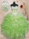 Graceful Floor Length Sweet 16 Dress Organza Sleeveless Beading and Ruffles