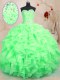 Floor Length Ball Gowns Sleeveless Green 15th Birthday Dress Lace Up