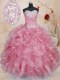 Amazing Sleeveless Floor Length Beading and Ruffles Lace Up Sweet 16 Quinceanera Dress with Pink