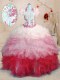Beading and Appliques and Ruffles Vestidos de Quinceanera Multi-color Lace Up Sleeveless With Brush Train
