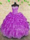 Organza Sweetheart Sleeveless Lace Up Beading and Appliques and Ruffles and Ruching Quinceanera Dress in Purple