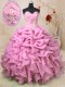 Designer Pick Ups Floor Length Baby Pink 15th Birthday Dress Sweetheart Sleeveless Lace Up