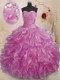 Clearance Lilac Lace Up Sweetheart Beading and Ruffles 15 Quinceanera Dress Organza Sleeveless