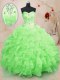 Excellent Ball Gowns Organza Sweetheart Sleeveless Beading and Ruffles Floor Length Lace Up Quinceanera Gown