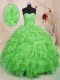 Quinceanera Dresses Military Ball and Sweet 16 and Quinceanera and For with Beading and Ruffles and Hand Made Flower Sweetheart Sleeveless Lace Up