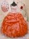 Orange Red Sleeveless Beading and Ruffles and Pick Ups Floor Length 15 Quinceanera Dress