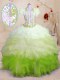 Multi-color Ball Gowns Beading and Appliques and Ruffles Sweet 16 Dresses Lace Up Organza Sleeveless With Train