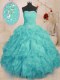 Fine Sleeveless Beading and Ruffles Lace Up Vestidos de Quinceanera