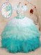 Glorious Multi-color Ball Gowns Beading and Appliques and Ruffles Sweet 16 Dress Lace Up Organza Sleeveless With Train