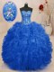 Sweetheart Sleeveless Organza Sweet 16 Quinceanera Dress Beading and Ruffles Lace Up
