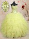 Flare Sweetheart Sleeveless Organza Quinceanera Gown Beading and Ruffles Lace Up