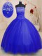 Royal Blue Sleeveless Tulle Lace Up Sweet 16 Dress for Military Ball and Sweet 16 and Quinceanera