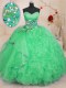 Ball Gowns Quince Ball Gowns Apple Green Sweetheart Organza Sleeveless Floor Length Lace Up