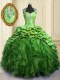 Superior Cap Sleeves Floor Length Beading and Ruffles and Pick Ups Lace Up Quinceanera Dresses