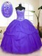 Glittering Purple Ball Gown Prom Dress Military Ball and Sweet 16 and Quinceanera and For with Sequins and Pick Ups Sweetheart Sleeveless Lace Up