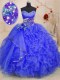 Low Price Royal Blue Organza Lace Up Sweet 16 Quinceanera Dress Sleeveless Floor Length Beading and Ruffles