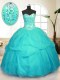 Customized Sleeveless Lace Up Floor Length Sequins and Pick Ups Quinceanera Gown