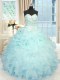 Organza Sleeveless Floor Length Sweet 16 Dress and Beading and Pick Ups