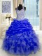 Comfortable Blue Sleeveless Organza Zipper Sweet 16 Dress for Military Ball and Sweet 16 and Quinceanera