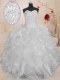 Attractive White Sleeveless Organza Lace Up Quinceanera Dresses for Military Ball and Sweet 16 and Quinceanera
