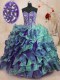 Cute Multi-color Sleeveless Organza Lace Up Quinceanera Dress for Military Ball and Sweet 16 and Quinceanera