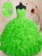 Ball Gowns Organza Sweetheart Sleeveless Beading and Ruffles Floor Length Lace Up Vestidos de Quinceanera