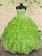 Ball Gowns Beading and Appliques and Ruffles and Ruching Quinceanera Gown Lace Up Organza Sleeveless Floor Length
