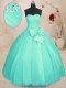 Flare Aqua Blue Sleeveless Beading and Bowknot Floor Length Quinceanera Dresses
