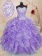 Lavender Lace Up Sweetheart Beading and Ruffles 15 Quinceanera Dress Organza Sleeveless