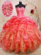 Floor Length Red Quinceanera Dresses Sweetheart Sleeveless Lace Up