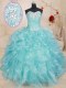 Dramatic Blue Ball Gowns Beading and Ruffles Sweet 16 Dress Lace Up Organza Sleeveless Floor Length