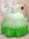 Multi-color Ball Gowns Beading and Appliques and Ruffles Vestidos de Quinceanera Lace Up Organza Sleeveless With Train