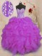 Ball Gowns Vestidos de Quinceanera Purple Sweetheart Organza Sleeveless Floor Length Lace Up