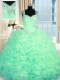 Floor Length Zipper Sweet 16 Quinceanera Dress Apple Green for Military Ball and Sweet 16 and Quinceanera with Beading and Ruffles