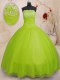 Fancy Yellow Green Sleeveless Floor Length Beading Lace Up Ball Gown Prom Dress