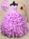 Pick Ups Lilac Sleeveless Organza Lace Up Ball Gown Prom Dress for Military Ball and Sweet 16 and Quinceanera