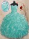 Teal Sweetheart Neckline Beading and Ruffles Quinceanera Dresses Sleeveless Lace Up