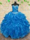 Ideal Baby Blue Sweetheart Neckline Beading and Ruching 15th Birthday Dress Sleeveless Lace Up