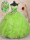 Fantastic Yellow Green Sweetheart Lace Up Beading and Ruffles Quinceanera Gowns Sleeveless