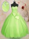 Ideal Yellow Green Ball Gowns Beading and Bowknot Sweet 16 Dress Lace Up Tulle Sleeveless Floor Length