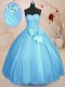 Baby Blue Vestidos de Quinceanera Military Ball and Sweet 16 and Quinceanera and For with Beading and Bowknot Sweetheart Sleeveless Lace Up