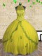Halter Top Yellow Sleeveless Beading Floor Length Quinceanera Dresses